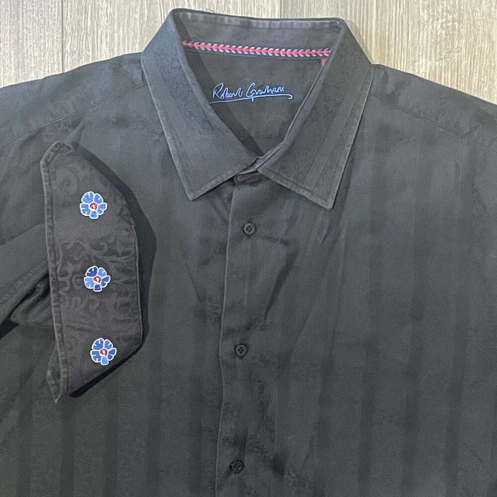 Robert Graham Button Up Shirt Men's XL Black Casual Business Formal Long Sleeve